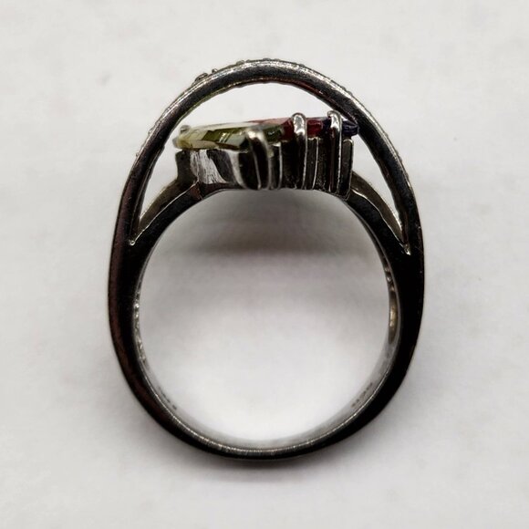 Y2K 925 Ring With Cubic Zirconia Colorful Crystals - Picture 5 of 8
